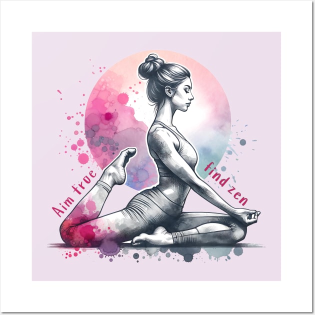 Yoga pose, yoga quote, zen, yoga inspiration tee Wall Art by O.M.Art&Yoga